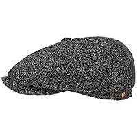 Stetson Hatteras Herringbone Flat Cap - Peaked Cap - Classic Style - Men's Hat Made of Virgin Wool - Made in Germany - Autumn/Winter