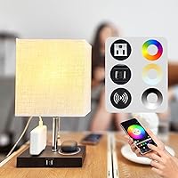Table Lamp with Wireless Charger, Table Lamp with USB Port 2, Nightstand Lamp with Charging Station, Desk Night Light with Wireless Charger, Three-Port Plug (Table Lamp 3000K/4000K/5000K)