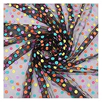 39.37x62.99 inch Colorful Spots Fabric Ribbon, Rainbow Dot Mesh Fabric Ribbon Tulle Fabric for DIY Crafts Wedding Party Clothing Decoration,Black