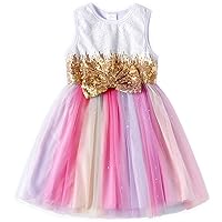 VIKITA Toddler Girls Dresses Summer Sleeveless Polyester Tutu Dresses for Girls 3-12 Years