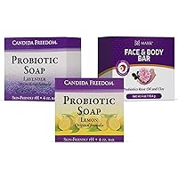 Massey’s CF 100% Natural Probiotic Soap - Lemon and Lavander Body Soap - Sensitive Skin Face Wash with AcneZero Skin Cleanser
