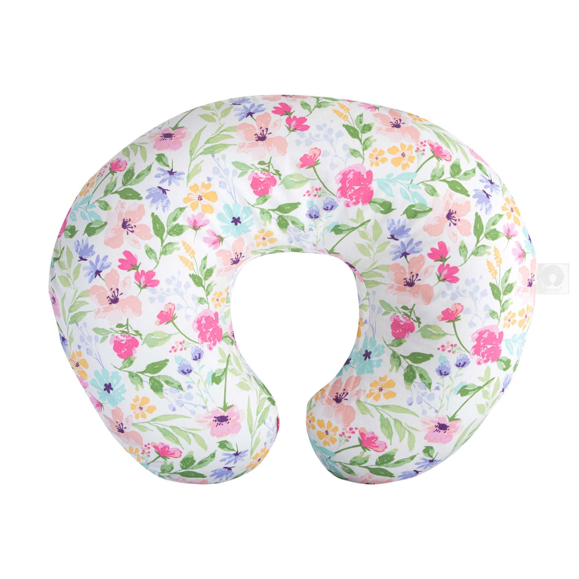 Boppy Nursing Pillow Original Support, Colorful Watercolor Flowers, Ergonomic Nursing Essentials for Bottle and Breastfeeding, Firm Fiber Fill, with Removable Nursing Pillow Cover, Machine Washable