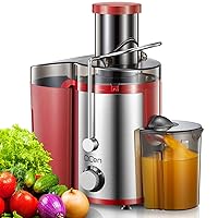 Juicer Machine, 800W Centrifugal Juicer Extractor with Wide Mouth 3” Feed Chute for Fruit Vegetable, Easy to Clean, Stainless Steel, BPA-free (Red)