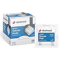 Dealmed Sterile Gauze Pads – 100 Count, 4’’ x 4’’ Disposable and Individually Wrapped Gauze Pads, Wound Care Product for First Aid Kit and Medical Facilities