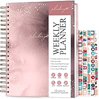 PLANBERRY Large Weekly Planner Premium – Undated Life & Budget Planner – Organizer & Productivity Journal, 8x10.4″ (Rose Gold)