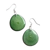 Tagua Earrings in Olive Green, Vegetable Ivory Dangle Earrings TAG272, Organic Earrings, Tagua Earrings in Green