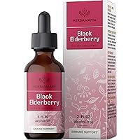 HERBAMAMA Elderberry Liquid Extract - Organic Black Elderberry Cough Drops Supplements - Elderberry Tincture for Adults - Alcohol-Free Vitamins - Vegan - 2 fl oz