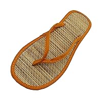 Ladies Shoes Platform Flip Flops For Women Black Women Flat Slippers Comfortable Non-Slip Sandals Silent Bamboo Rattan Flip Flop Orange