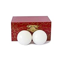 Chinese Health Medicine Marble Baoding Stress Balls White Stone Massage Therapy Hand Exercise Balls Relax Fingers Gift with Box