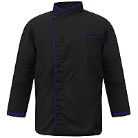 Shaped PN-41 Men's Black Chef Jacket Multi Colour PN in Collar Chef Coat
