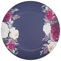 Koyal Wholesale Floral Acrylic Charger Plates BULK for Weddings Birthdays Quinceaneras Baby Shower Kids Party, Holiday Dinner Table (24, Burgundy Navy Floral)