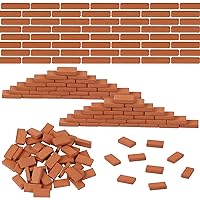 50 Pieces Mini Bricks Tiny Bricks for Landscaping Red Miniature Bricks Model Brick Small Wall Bricks Fake Bricks for Crafts Realistic Dollhouse Mini Garden Accessories,1/35 Scale