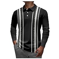 Men's Cotton Shirt Lapel Long Sleeve Printed Casual Top Loose Sports Lapel Shirt