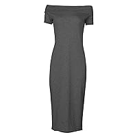 Forever Womens Cap Sleeves Plain Off Shoulder Stretchy Midi Dress
