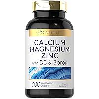 Carlyle Calcium Magnesium Zinc with Vitamin D3 and Boron | 300 Caplets | Vegetarian, Non-GMO Supplement