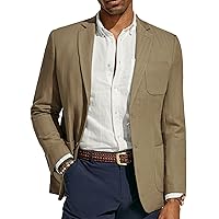 PJ PAUL JONES Men's Blazer Jacket Slim Fit Two Buttons Casual Blazer Cotton Linen Herringbone Sports Coats