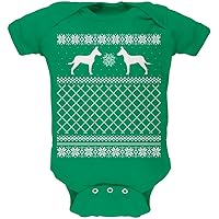 Jack Russell Ugly Christmas Sweater Kelly Green Soft Baby One Piece