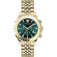 Versace Chrono Signat Men’s Watch, Quartz Movement, Gold with Green Dial