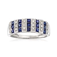 Ross-Simons 0.80 ct. t.w. Sapphire and .12 ct. t.w. Diamond Ring in 14kt White Gold