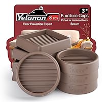 Yelanon Furniture Coasters - 8 Pcs 3”Round & Square Furniture Caster Cups - Non Slip Pads Hardwoods Floors Non Skid Furniture Grippers Rubber Feet Floor Protector for Bed Couch Stoppers Brown