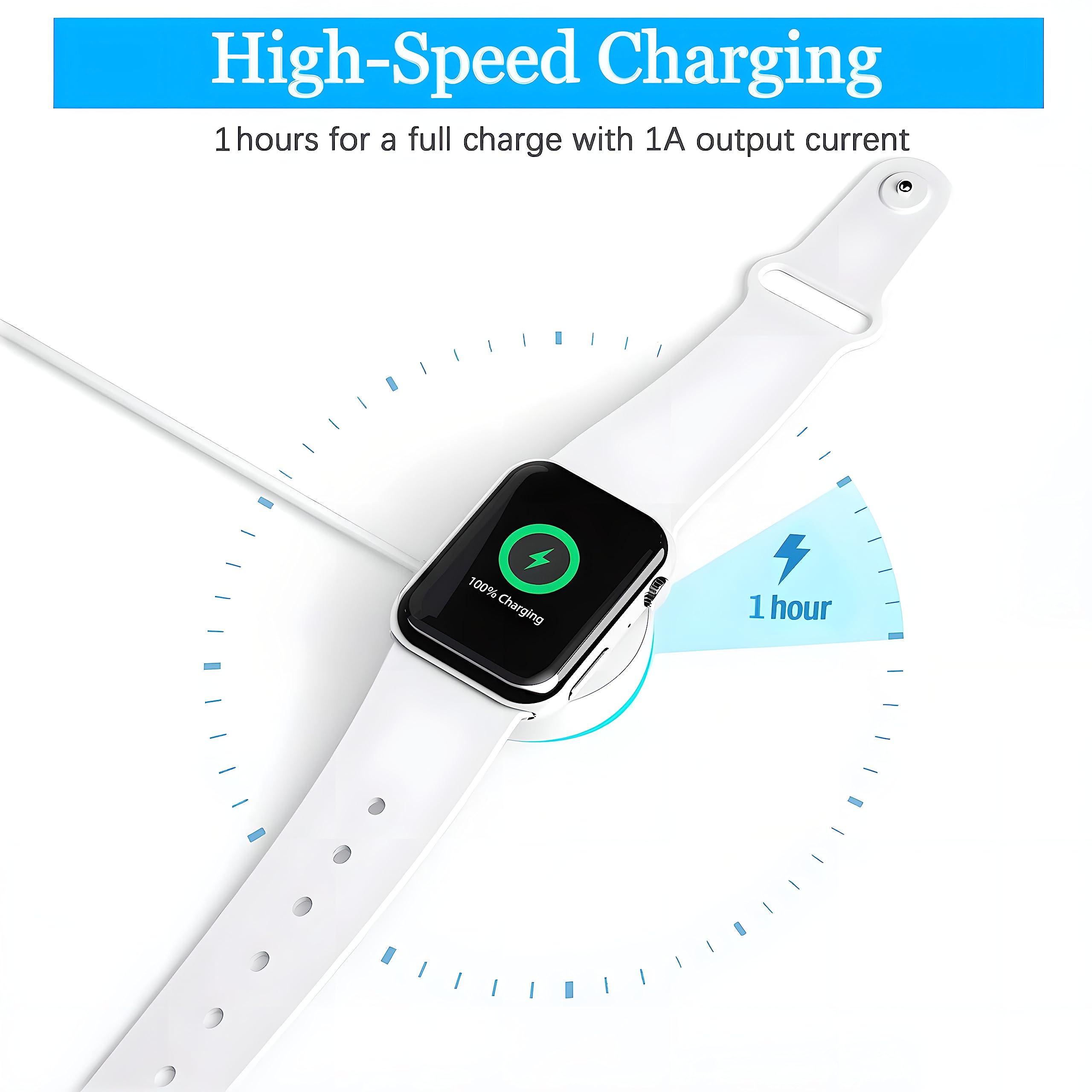 Short Charger Compatible with Apple Watch, Portable Wireless USB Charging Cord (1.15ft/14inch/35cm) Magnetic Cable for iWatch Series 8/7/6/SE/5/4/3/2/1