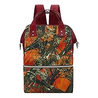 Orange Camo Waterproof Mommy Bag Diaper Bag Backpack Multifunction Large Capacity Travel Bag