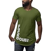 ShirtBANC Mens Graphic F**K Doubt Dropcut Shirt Hustle Motivaiton Tee, XS-3XL