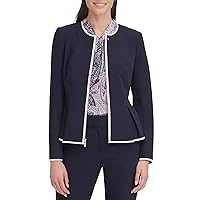 Tommy Hilfiger Women's Peplum Collarless Zip Front Blazer Jacket