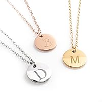 Personalized Initial Coin Necklace | Dainty Disk Necklace | Delicate Initial Charms | Gold, Silver, Rose Gold Plated | Machine Engraving | Wedding, Graduation Day Gift