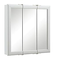 Design House 535849-WHT Classic Tri-View Assembled Surface-Mount Bathroom Medicine Cabinet Mirror, 24