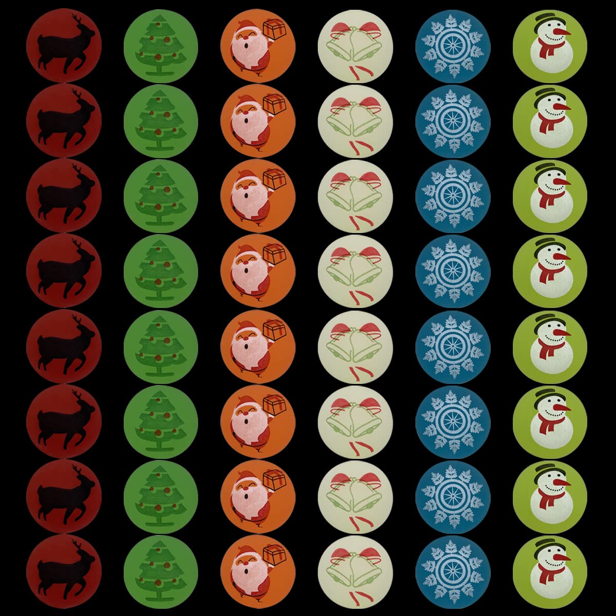 QINGQIU 48 PCS Christmas Glow in The Dark Bouncy Balls 1.25