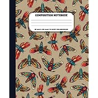 College Ruled Composition Notebook :: cool fireflies with skulls cover, College ruled, 60 sheets 120 pages , 7.5