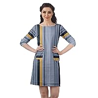 3/4 Sleeve Womens Summer Dresses Casual Shift Dress with Pockets