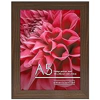 Americanflat A5 Photo Frame in Walnut - Engineered Wood with Shatter Resistant Glass - Horizontal and Vertical Formats for Wall and Tabletop - 5.8 x 8.3 in