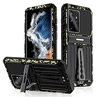 Case for Samsung Galaxy S22/S22plus/S22ultra, Military Shockproof Phone Case, Metal Waterproof Against Drops Impacts Protection Case with Kickstand Function,Camouflage,S22 6.1