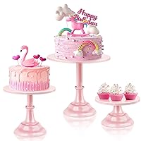 3 PCS Pink Cake Stand Set Round Cupcake Holder Dessert Serving Display for Girl's Party Wedding Birthday Baby Shower Tea Party Home Decoration 8