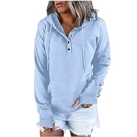 Womens Cute Sweatshirts Button Up Cropped Pullover Tops Long Sleeve Hoodies Fall Outfits Clothes Thumb Hole Pocket