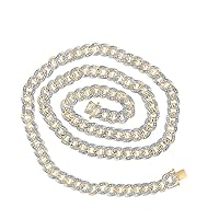 The Diamond Deal 10kt Yellow Gold Mens Round Diamond Cuban Link Chain Necklace 4-3/4 Cttw