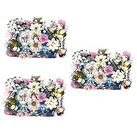 [HAPINARY] 3 Pcs Women's Clutch Wallet Tote Wallet for Women Ladies Clutch Wallet Floral Clutch Bag Evening Chain Bag Evening Bag