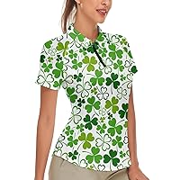 Women's Golf Shirt Short Sleeve Tennis Shirt Quarter Zip Golf Pullover Golf Polo Shirts Argyle Summer Dry Fit Tops