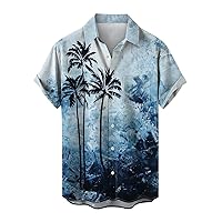 Men's Hawaiian Floral Shirts Button Down Tropical Holiday Palm Beach Shirts Short Sleeve Vacation Relaxed Fit Shirts