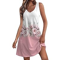 Summer Dresses for Women Sundress with Pockets Summer Boho Beach Dress Floral Dress V Neck Loose Tank Dresses