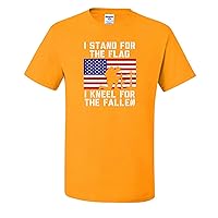 I Stand for The Flag Shirt, I Kneel for The Fallen Graphic American Pride Honor Patriotic Logo Mens T-Shirts