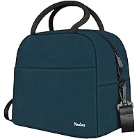 Naukay Lunch Bag Women, Insulated Large Lunch Box for Women and Men, Light Durable Tote Bag with Adjustable Shoulder Strap for Office Work Picnic Hiking Beach Fishing-(Blue)