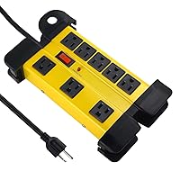 Heavy Duty Power Strip Surge Protector for Appliances, 8 Outlet Workshop Power Strip with 1200 Joules Surge, Metal Power Strip with 6FT Extension Cord and Wide Spaced. Yellow