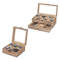 Watch Box Case Organizer Display Storage with Jewelry Drawer for Men Women Gift, Wood 9B9RLJHG B1TZ4QRP