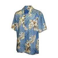 Pacific Legend Mens Plumeria Hibiscus Feather Fern Shirt
