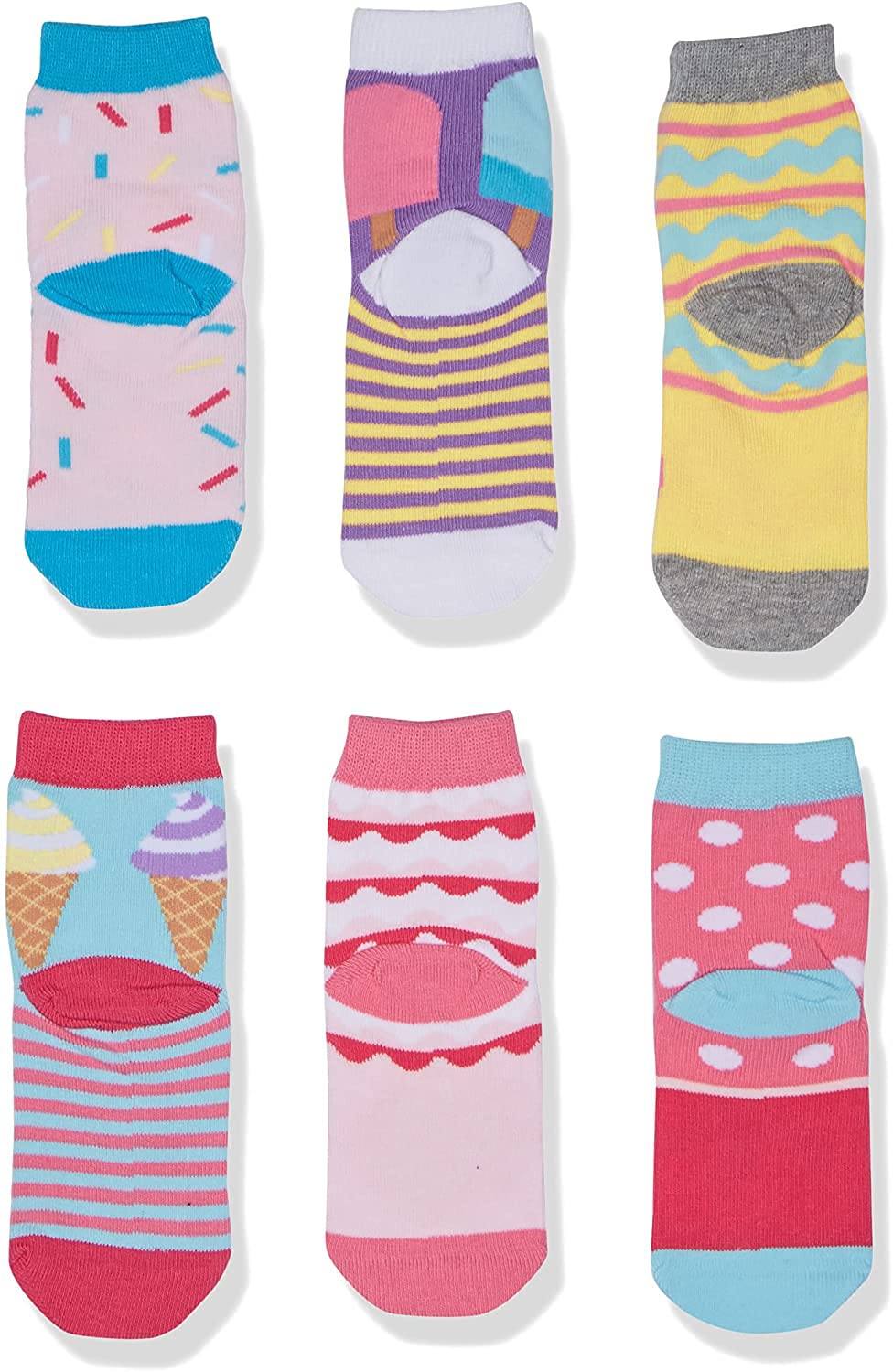 Jefferies Socks girls Sweat Treats Ice Cream/Donuts Fashion Crew Socks 6 Pair Pack
