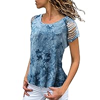 Going Out Tops for Women Sexy Plus Women Stylish Color Top Blouse Round Neck Short-Sleeved Stitching Daily Shi