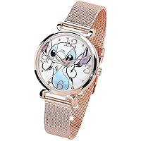 Accutime Women's Disney Lilo & Stitch Blue Gradient Analog Quartz Wrist Watch with Small Face, Gold Accents for Women, Adult (Model: LAS8004AZ)